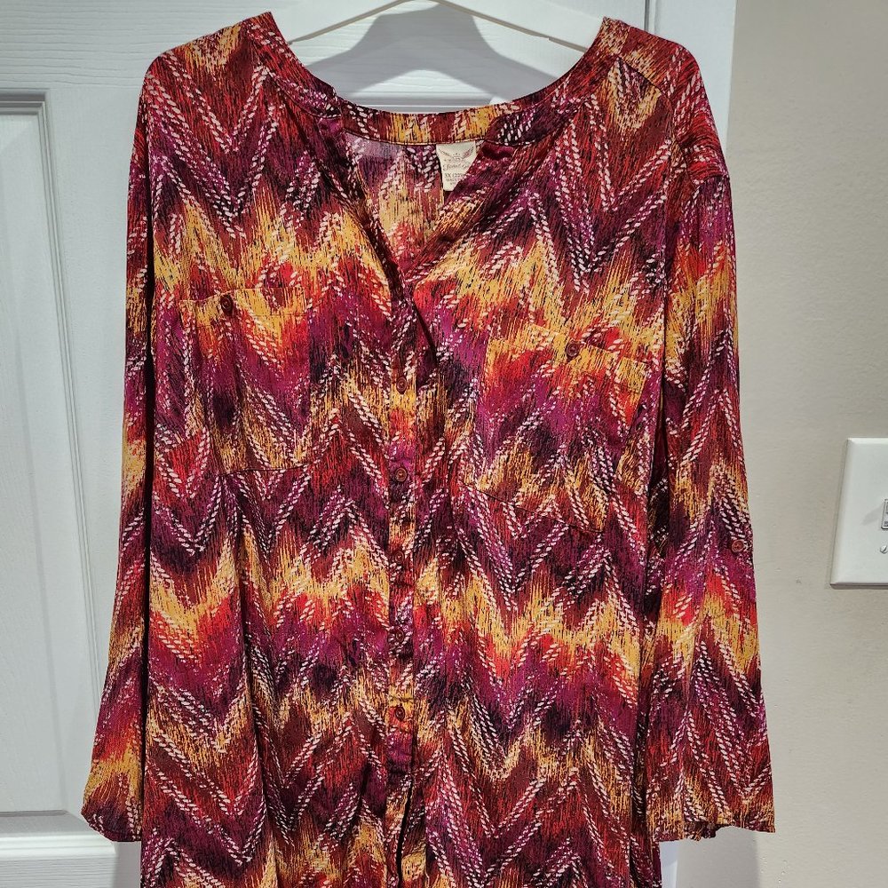 Autumn Colors Button Down Blouse